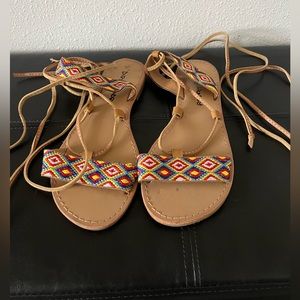 Dirty Laundry women’s gladiator lace leg tie sandals shoe hippie Chinese laundry